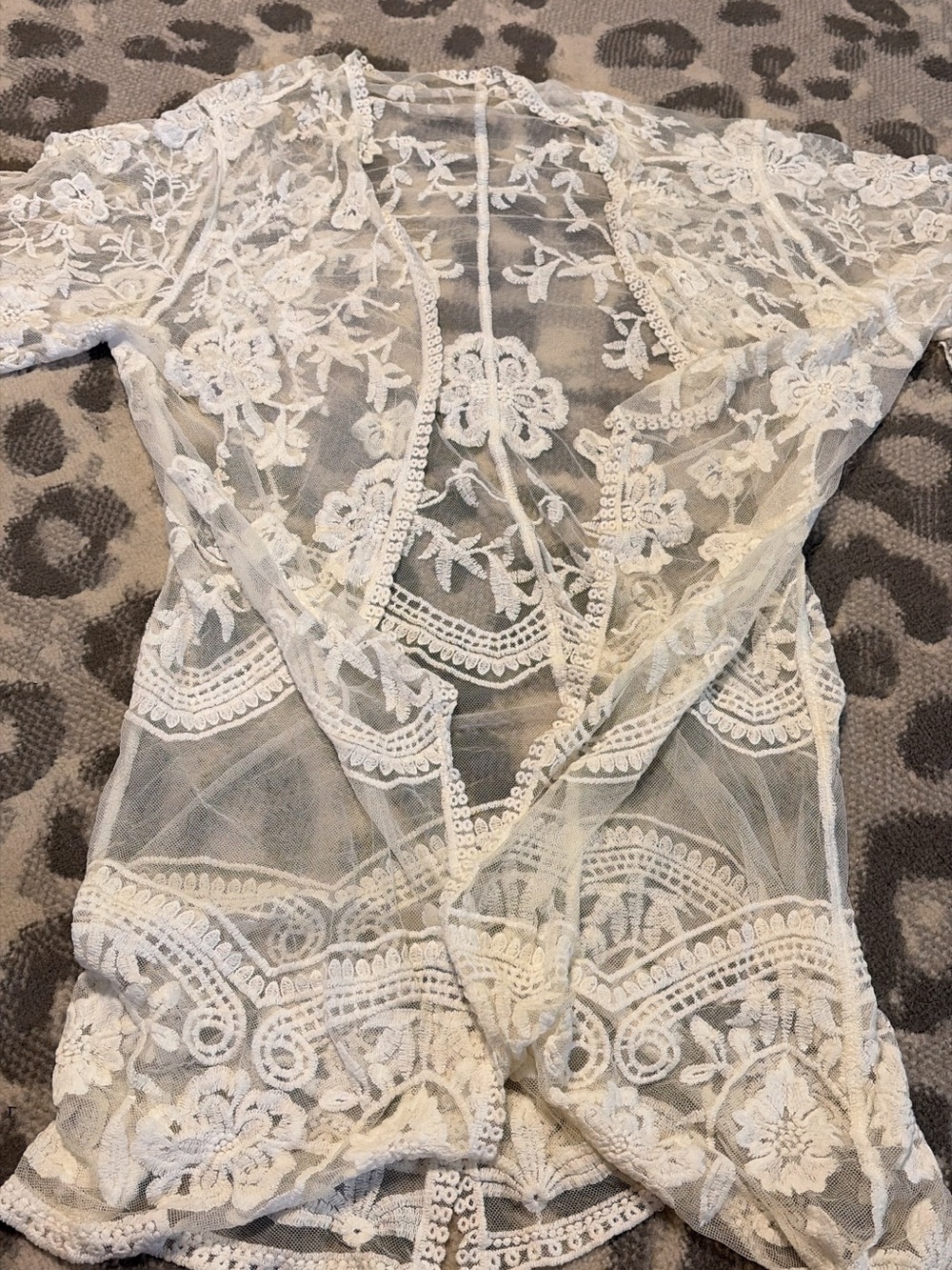 White Lace Sheer Kimono Cardigan